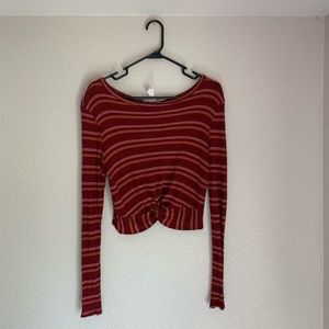 Red, Yellow and Green Striped Crop Tie Top